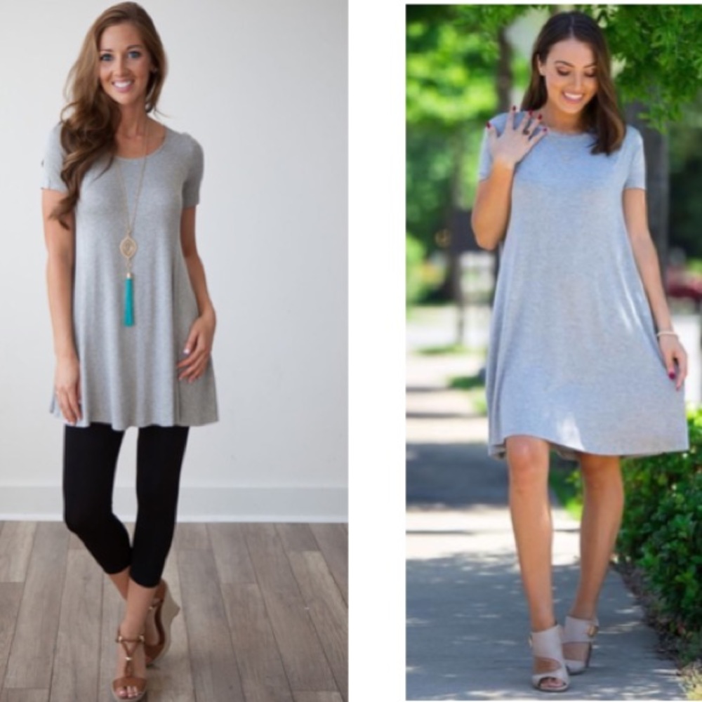 Charlotte Russe Grey T-Shirt swing Dress Large - Picture 7 of 8